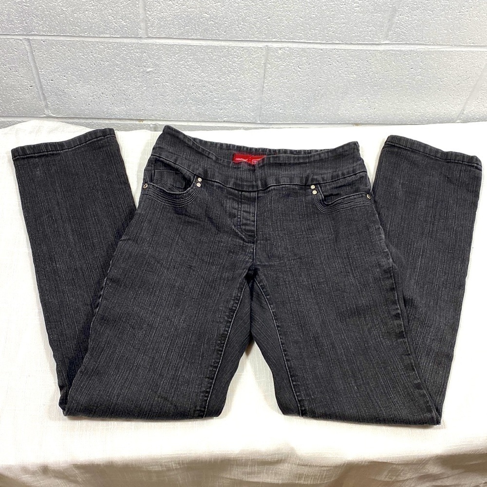 Contrast stretchy jeggings with elastic waist​​​​​​​​​​​​​​​